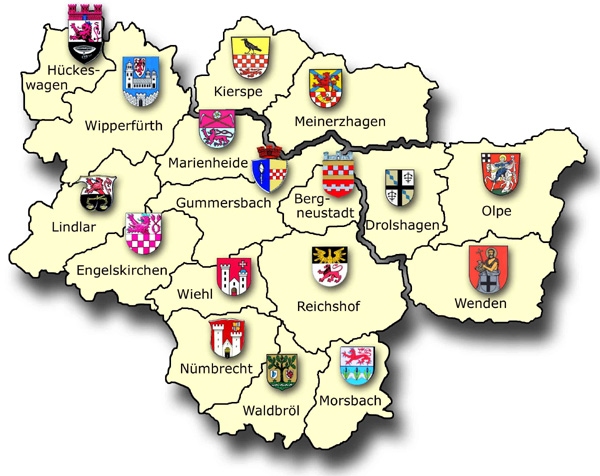 Karte der Bezirksgruppe Oberberg-Mark